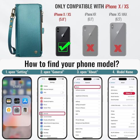 Defencase for iPhone Xs/X Wallet Case with RFID Block Card Holder, Purple in Saudi Arabia