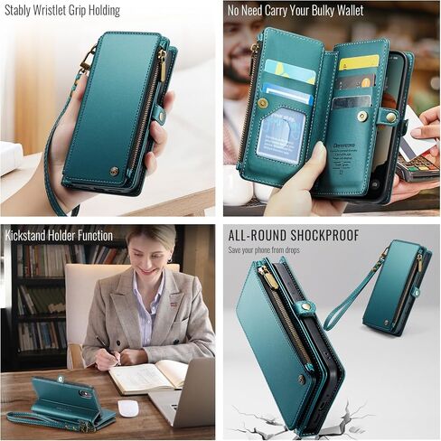 Defencase for iPhone Xs/X Wallet Case with RFID Block Card Holder, Purple in Saudi Arabia
