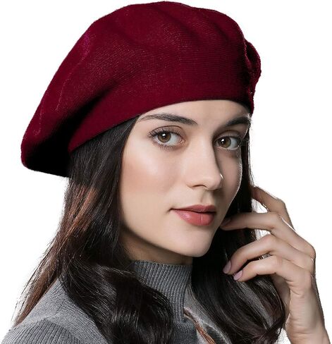 Womens Winter Beret Hat Knitted Beanie Cap Autumn Winter Hat French Classic Beret in Saudi Arabia