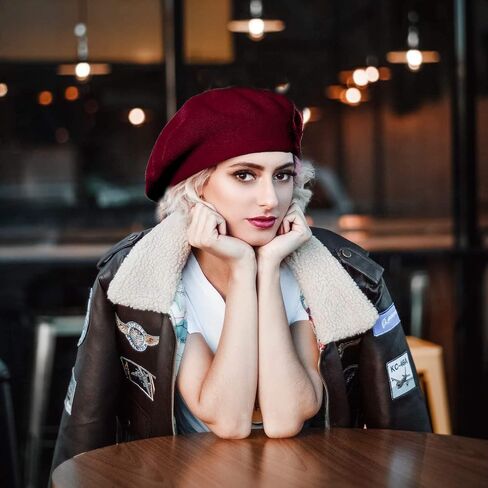 Womens Winter Beret Hat Knitted Beanie Cap Autumn Winter Hat French Classic Beret in Saudi Arabia