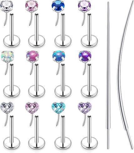18/20g Threadless Nose Rings Piercing Jewelry for Women Surgical Steel Flat Back Cartilage Helix Tragus Studs Earrings Lip Medusa Labret in Saudi Arabia