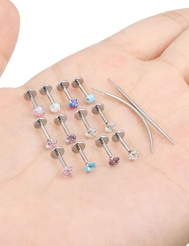 18/20g Threadless Nose Rings Piercing Jewelry for Women Surgical Steel Flat Back Cartilage Helix Tragus Studs Earrings Lip Medusa Labret in Saudi Arabia