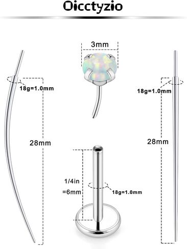 18/20g Threadless Nose Rings Piercing Jewelry for Women Surgical Steel Flat Back Cartilage Helix Tragus Studs Earrings Lip Medusa Labret in Saudi Arabia
