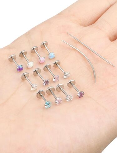 18/20g Threadless Nose Rings Piercing Jewelry for Women Surgical Steel Flat Back Cartilage Helix Tragus Studs Earrings Lip Medusa Labret in Saudi Arabia