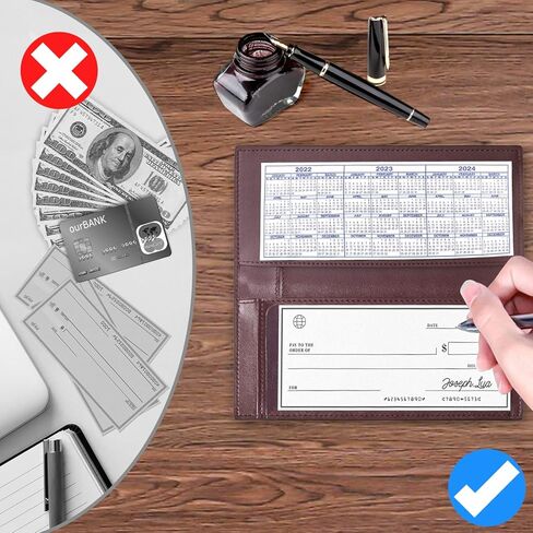 سجل دفتر شيكات CASMONAL مكون من 20 قطعة وغطاء دفتر شيكات من الجلد الفاخر (للقهوة) مع شريط مطاطي in Kuwait