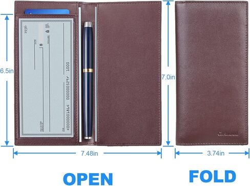 سجل دفتر شيكات CASMONAL مكون من 20 قطعة وغطاء دفتر شيكات من الجلد الفاخر (للقهوة) مع شريط مطاطي in Kuwait