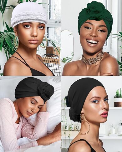 Babalet Halo Turban for Men Women Satin Lined Durag Skull Cap Pre-Tied Handmade Braids Tail Beanie Sleeping Bonnet,White in Kuwait