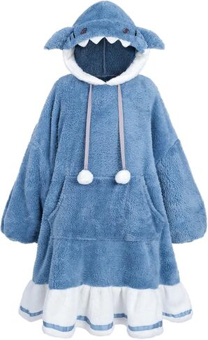 NSPSTT Gawr Gura Cosplay Onesie Pajamas for Women Warm Pajamas Big Comfy Couch Costume Onesies Adult in Saudi Arabia