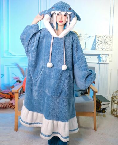 NSPSTT Gawr Gura Cosplay Onesie Pajamas for Women Warm Pajamas Big Comfy Couch Costume Onesies Adult in Saudi Arabia
