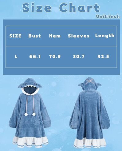 NSPSTT Gawr Gura Cosplay Onesie Pajamas for Women Warm Pajamas Big Comfy Couch Costume Onesies Adult in Saudi Arabia
