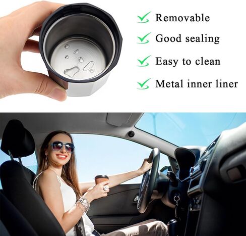 Car Ashtray with Lid, Rechargeable Stainless Auto Ashtray with LED Light Indicator, Portable Smell-Proof Ashtray Cup with Lid & Detachable Cigarette Lighter, Car Accessories (Silver) in Kuwait