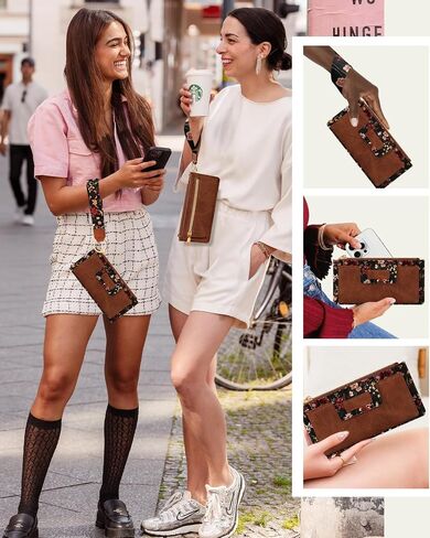 Bistup Wristlet Wallets Women - Cute Leather Ladies Teen Girls Credit Card Holder Keychain Large Capacity Flower Floral Rfid in Saudi Arabia