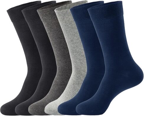 J-BOX Men's Cotton Dress Socks, Athletic Crew Socks for Men, Classic Plain Colors, 3-6-8 Pairs in Saudi Arabia