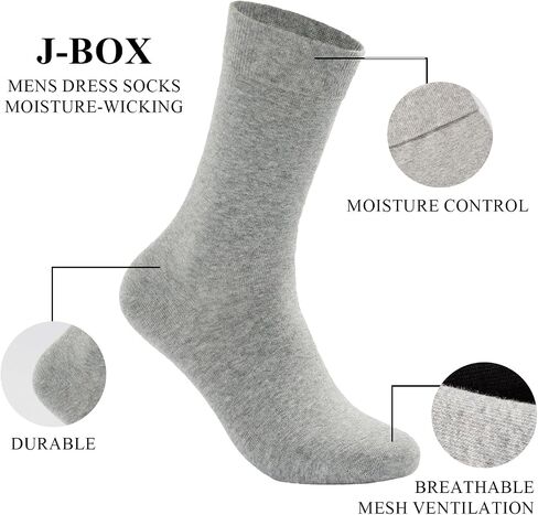 J-BOX Men's Cotton Dress Socks, Athletic Crew Socks for Men, Classic Plain Colors, 3-6-8 Pairs in Saudi Arabia