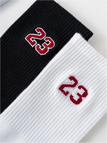 SHENHE Men's 2 Pairs Number Print Crew Socks Vintage Soft Sports Socks Mid Calf Socks in Saudi Arabia