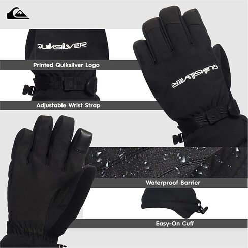 Quiksilver Boys' Mission Gloves - Waterproof, Insulated, Touchscreen in Saudi Arabia