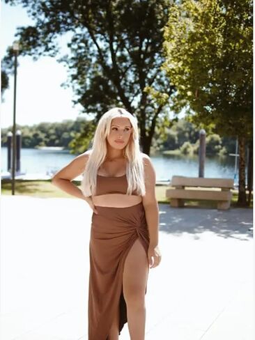ZAFUL Women's Casual Sleeveless Summer Solid Marled Crop Top and Draped Ruched Maxi Skirt Set Two Piece Dress in Saudi Arabia