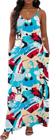 vunahzma Womens Casual Fashion Sleeveless Plus Size Loose Long Sexy Maxi Dress with Pockets in Saudi Arabia