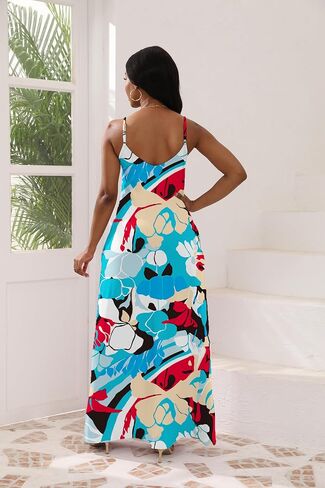 vunahzma Womens Casual Fashion Sleeveless Plus Size Loose Long Sexy Maxi Dress with Pockets in Saudi Arabia