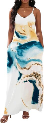 vunahzma Womens Casual Fashion Sleeveless Plus Size Loose Long Sexy Maxi Dress with Pockets in Saudi Arabia