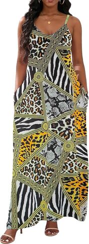 vunahzma Womens Casual Fashion Sleeveless Plus Size Loose Long Sexy Maxi Dress with Pockets in Saudi Arabia