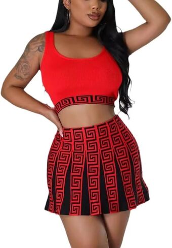 Women Two-Piece Skirt Set Fishing Net Knittin Hollow Out Off Shoulder Beach Dresses Outfit Bodycon Maxi Dress in Saudi Arabia