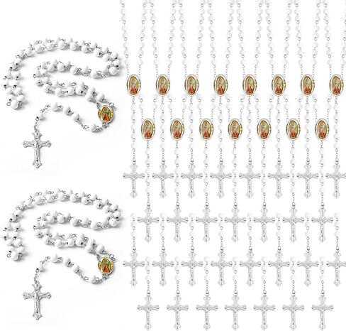 12/20/30 PCS 14 inch Lady of Guadalupe Bead Rosaries Wooden Rosary with Crucifix Necklace, Favors Catholic Gift Rosaries with Organza Bag for Baptism, for Men Women in Saudi Arabia