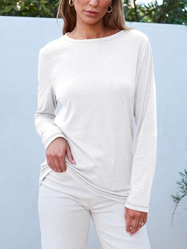 SUNBS Womens 3 Packs Long Sleeve Shirts Loose Fit Fall Tops Fashion Clothes Outfits 2024 Basic Tee Crew Neck Tops in Saudi Arabia