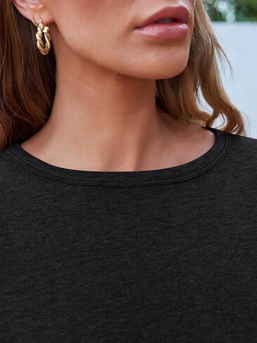 3 مجموعات من قمصان SUNBS النسائية بأكمام طويلة وقمصان فضفاضة تناسب الخريف ملابس عصرية وتتسابق 2024 تي شيرت أساسي برقبة دائرية in Kuwait