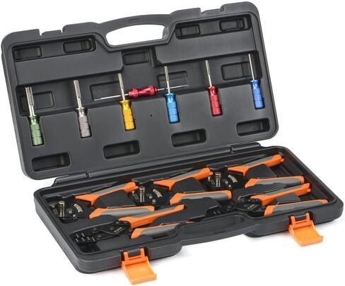 iCrimp Deutsch Terminal Crimp Tool Kit, Close Barrel and Open Barrel Crimper, Deutsch Removal Extraction Tool for Deutsch DT Connectors, Solid & Stamped Contacts, Delphi Weather Pack Terminals-12PCS in Kuwait