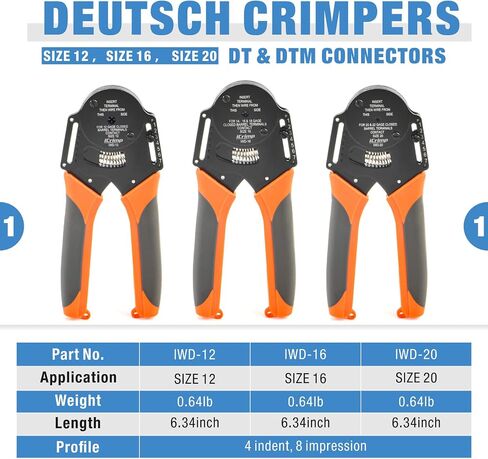 iCrimp Deutsch Terminal Crimp Tool Kit, Close Barrel and Open Barrel Crimper, Deutsch Removal Extraction Tool for Deutsch DT Connectors, Solid & Stamped Contacts, Delphi Weather Pack Terminals-12PCS in Kuwait