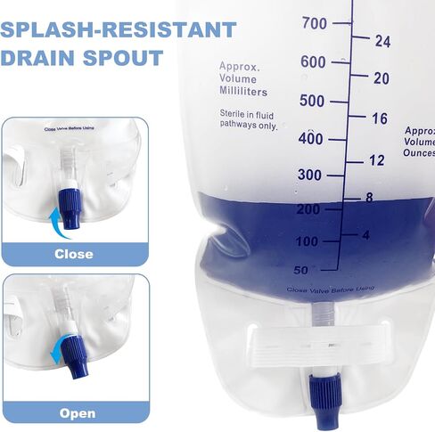 3 Pack Leg Bag Urinary Drainage Bag,1000 ml Catheter Leg Bag with 18" Tubing,Adjustable Cloth Straps,Anti-Reflux Chamber,Splash-Resistant Drain Valve,Latex-Free,Disposal in Kuwait