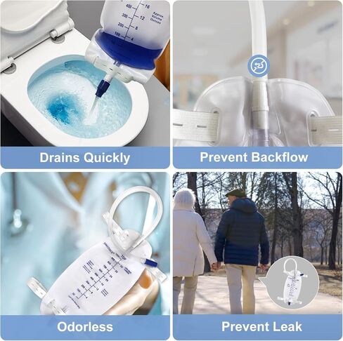 3 Pack Leg Bag Urinary Drainage Bag,1000 ml Catheter Leg Bag with 18" Tubing,Adjustable Cloth Straps,Anti-Reflux Chamber,Splash-Resistant Drain Valve,Latex-Free,Disposal in Kuwait