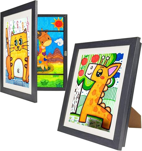 2 Pack Kids Art Frames Changeable Display 8.5x11 with Mat or 10x12.5 without Mat, Front Opening Kid Artwork Picture Frame Great for Children's Drawings Art Crafts Projects Storage and Display in Saudi Arabia