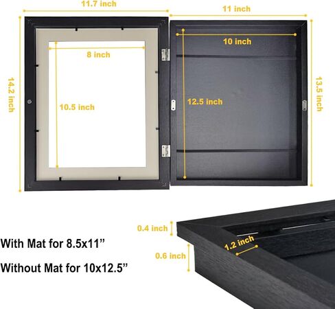 2 Pack Kids Art Frames Changeable Display 8.5x11 with Mat or 10x12.5 without Mat, Front Opening Kid Artwork Picture Frame Great for Children's Drawings Art Crafts Projects Storage and Display in Saudi Arabia