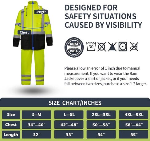 SRsafety High Visibility Rain Gear, Class 3 High Visibility Work Rain Gear for Men, Construction Rain Suits in Kuwait