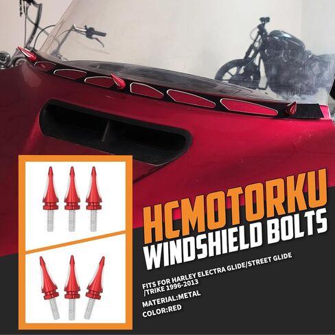 Motorcycle Windscreen Screws Windshield Spike Bolts Fit for Harley Street Glide Electra Glide Ultra Limited 1996-2013 (Red) in Saudi Arabia