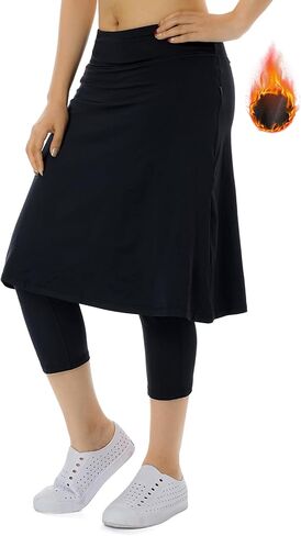 Women Athletic Knee Length Skirts with Leggings,Skorts Leggings&Skirted Capris Skorts for Women Yoga Pockets in Kuwait
