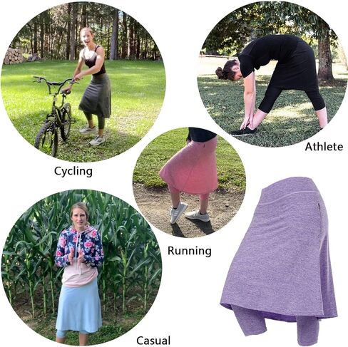 Women Athletic Knee Length Skirts with Leggings,Skorts Leggings&Skirted Capris Skorts for Women Yoga Pockets in Kuwait