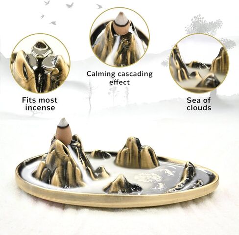 wellsee Incense Holder Incense Waterfall Incense Burner Waterfall Incense Burner Incense Waterfall Fountain Backflow Incense Burner Insence Stick Holder Incense Burner Holder for Women in Saudi Arabia