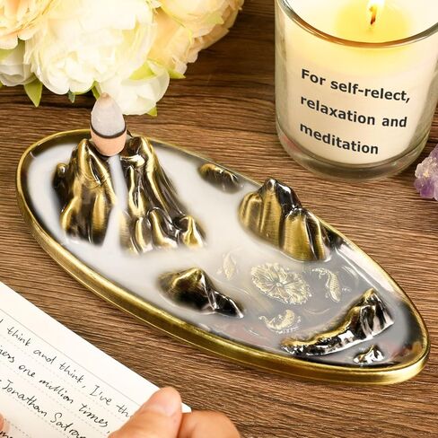 wellsee Incense Holder Incense Waterfall Incense Burner Waterfall Incense Burner Incense Waterfall Fountain Backflow Incense Burner Insence Stick Holder Incense Burner Holder for Women in Saudi Arabia