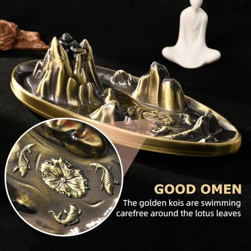 wellsee Incense Holder Incense Waterfall Incense Burner Waterfall Incense Burner Incense Waterfall Fountain Backflow Incense Burner Insence Stick Holder Incense Burner Holder for Women in Saudi Arabia
