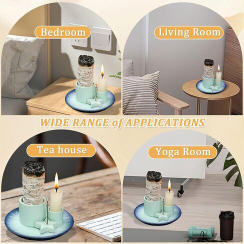 Comeon Palo Santo Holder, Backflow Incense Burner Holder Candle Holder Sage Burner Holder for Burning, Ceramic Incense Holder for Sticks for Meditation Yoga Room (Star - Blue) in Kuwait
