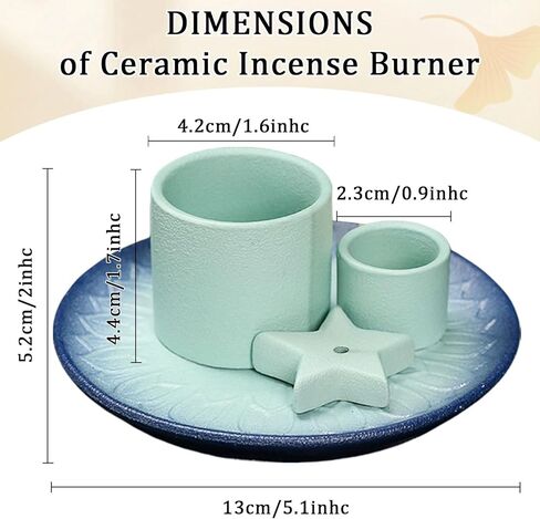 Comeon Palo Santo Holder, Backflow Incense Burner Holder Candle Holder Sage Burner Holder for Burning, Ceramic Incense Holder for Sticks for Meditation Yoga Room (Star - Blue) in Kuwait