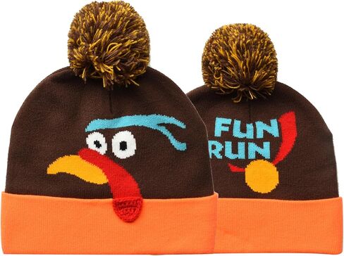 EDTREK Fun Run Turkey Beanie for Kids and Adults - Globble Knitted Pom Hat for Girls and Womens in Kuwait