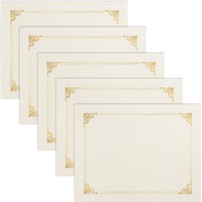 Better Office Products 25 Pack Ivory Certificate Holders, Diploma Holders, Document Covers with Gold Foil Border, for Letter Size Paper, 25 Count, Ivory White