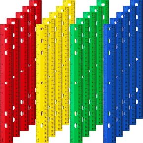 Chuangdi 20 Pieces Rulers 12 Inch Rulers Bulk Rulers for Kids Classroom School Office (Solid Color,6 Hole)