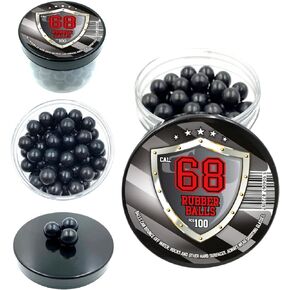 100 x Premium Quality .68 Caliber Hard Rubber Balls 3.9 gr. Heavy Powerballs Paintballs for Self & Home Defense Pistols