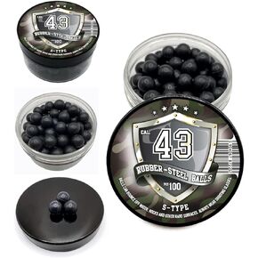 in 43 Caliber - 100 pcs Perfect Size and Premium Quality S-Type Hard Mix Rubber Steel Balls 1,8 Grams for Home Training and Self Defense RAM in .43 Cal.