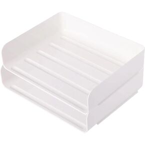 2 Pack Stackable Desk Letter Paper Tray, A4 Clear Plastic Desk File Organizer Letter Tray, Desktop File Paper Organizer with Anti-Skid Design for Office Desktop